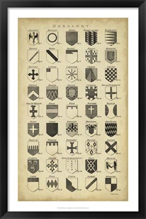 Framed Vintage Heraldry I Print