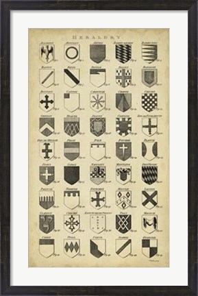 Framed Vintage Heraldry I Print