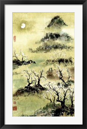 Framed Viewing Plum Blossoms in Moonlight Print