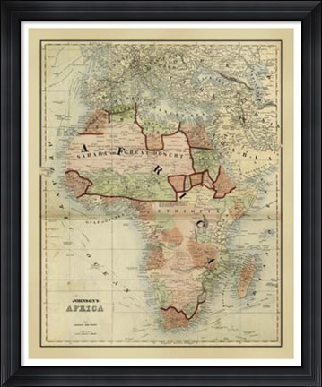 Framed Antique Map of Africa Print