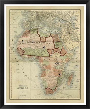 Framed Antique Map of Africa Print