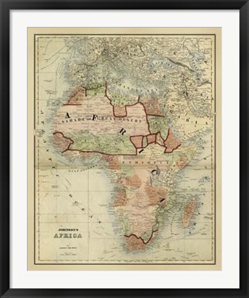 Framed Antique Map of Africa Print