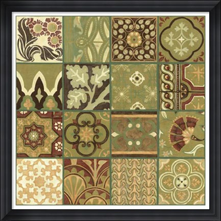 Framed Pistachio Patchwork I Print