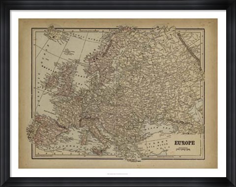 Framed Vintage Map of Europe Print