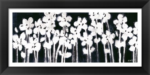 Framed White Flowers on Black II Print