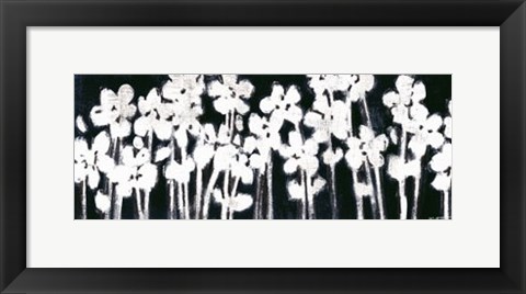 Framed White Flowers on Black II Print