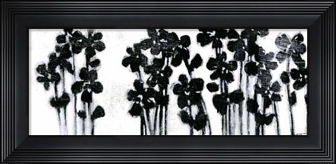 Framed Black Flowers on White I Print