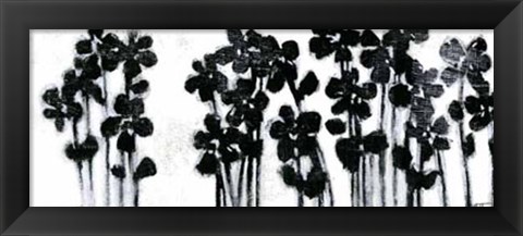 Framed Black Flowers on White I Print