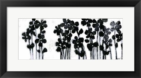 Framed Black Flowers on White I Print