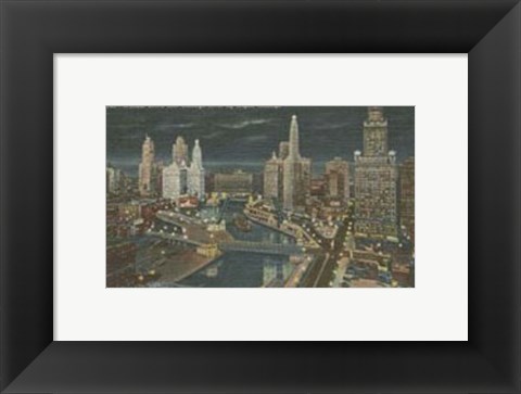 Framed Chicago- Chicago River by Night Print