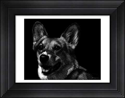Framed Canine Scratchboard XXIX Print
