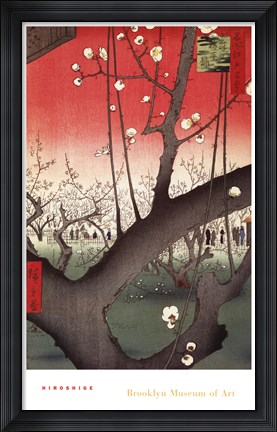 Framed Plum Garden Over Shin-Ohashi Bridge and Atake Print