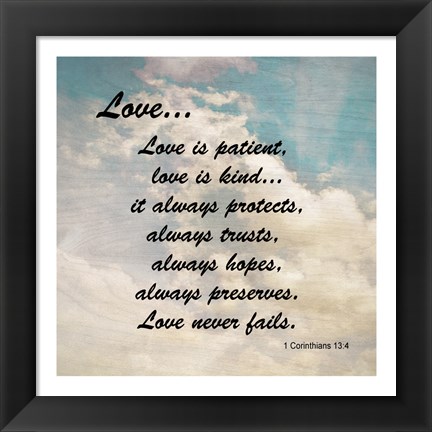 Framed Love 1 Corinthians 13:4 Against the Sky Print