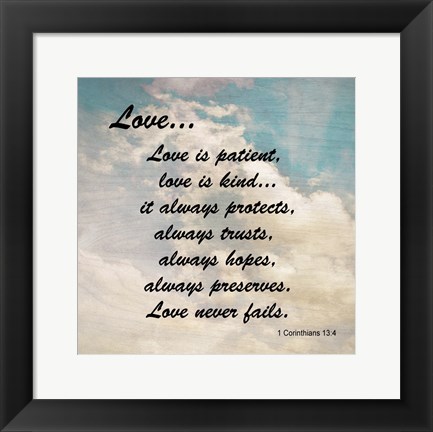 Framed Love 1 Corinthians 13:4 Against the Sky Print