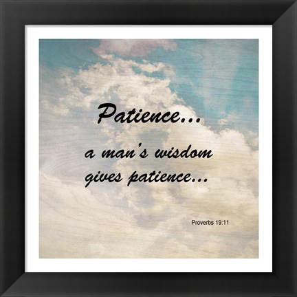 Framed Patience Proverbs 19:11 Against the Sky Print