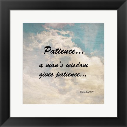 Framed Patience Proverbs 19:11 Against the Sky Print