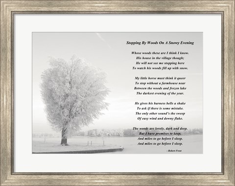 Framed Stopping By Woods On A Snowy Evening Print