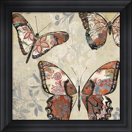 Framed Patterned Butterflies I Print