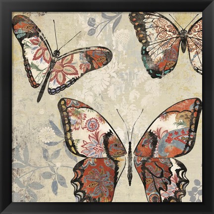 Framed Patterned Butterflies I Print