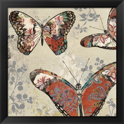 Framed Patterned Butterflies II Print