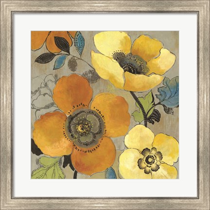 Framed Yellow and Orange Poppies I Print