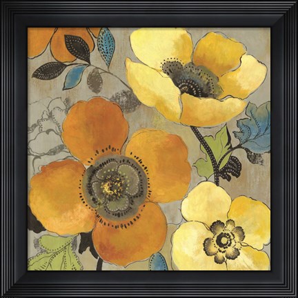 Framed Yellow and Orange Poppies I Print