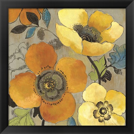 Framed Yellow and Orange Poppies I Print