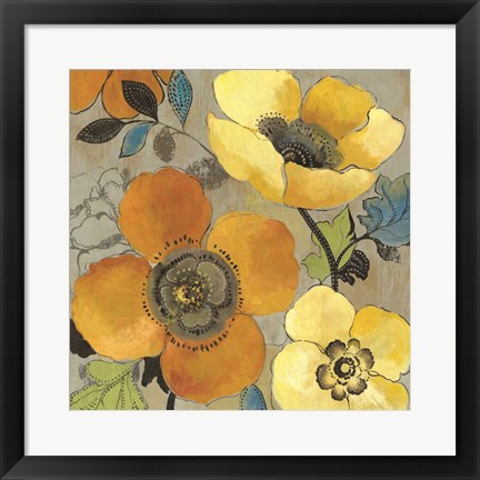 Framed Yellow and Orange Poppies I Print