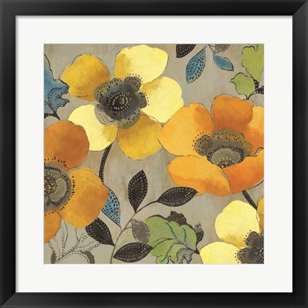 Framed Yellow and Orange Poppies II Print