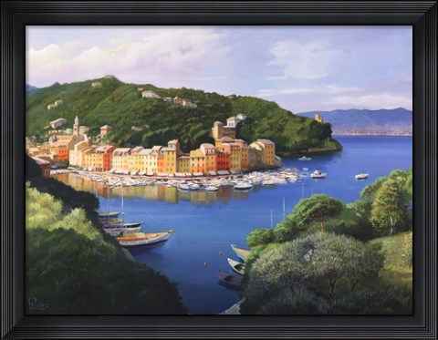 Framed Vista dal monte di Portofino Print