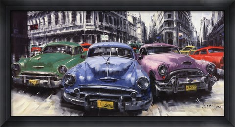Framed Classic American Cars in Havana Print