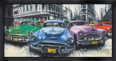 Framed Classic American Cars in Havana Print