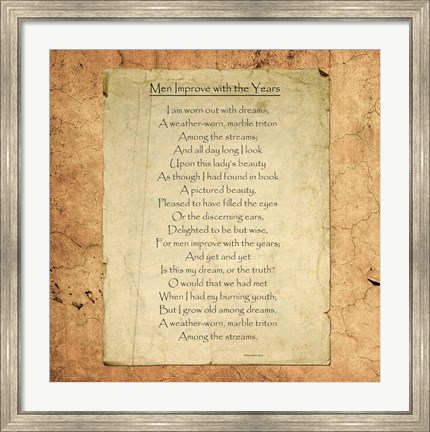 Framed Men Improve With the Years by William Butler Yeats Print