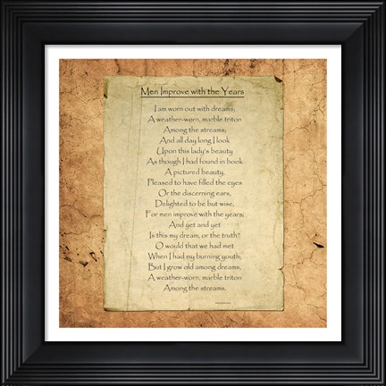 Framed Men Improve With the Years by William Butler Yeats Print