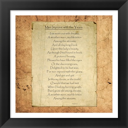 Framed Men Improve With the Years by William Butler Yeats Print