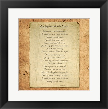 Framed Men Improve With the Years by William Butler Yeats Print