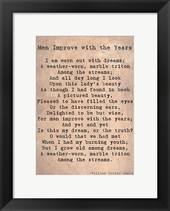 Framed Men Improve With the Years Print