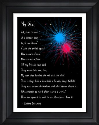 Framed My Star by Robert Browning - long Print