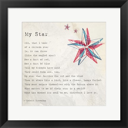 Framed My Star by Robert Browning - square Print