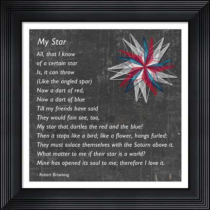 Framed My Star by Robert Browning - gray Print