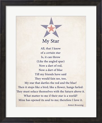 Framed My Star by Robert Browning - color boarder Print