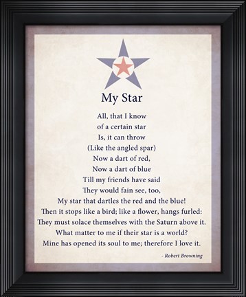 Framed My Star by Robert Browning - color boarder Print