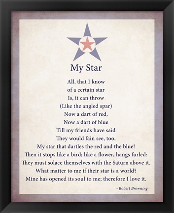 Framed My Star by Robert Browning - color boarder Print