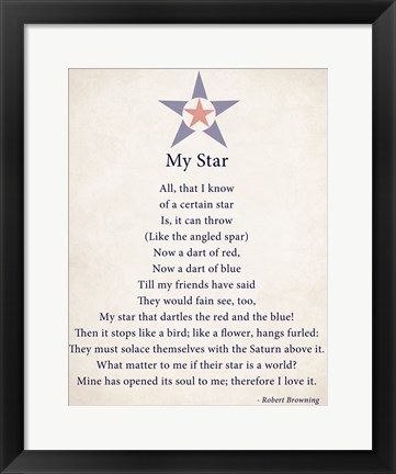 Framed My Star by Robert Browning - color boarder Print