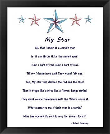 Framed My Star by Robert Browning - white Print