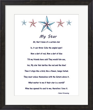 Framed My Star by Robert Browning - white Print