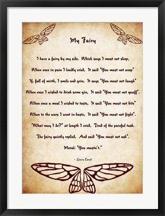 Framed My Fairy by Lewis Carroll - tall Print