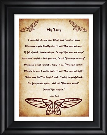 Framed My Fairy by Lewis Carroll - tall Print