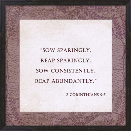 Framed Sow Sparingly 2 Corinthians 9:6 Print