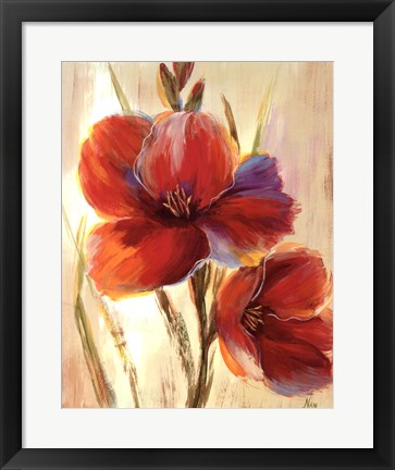 Framed Flourescent Blooms I Print